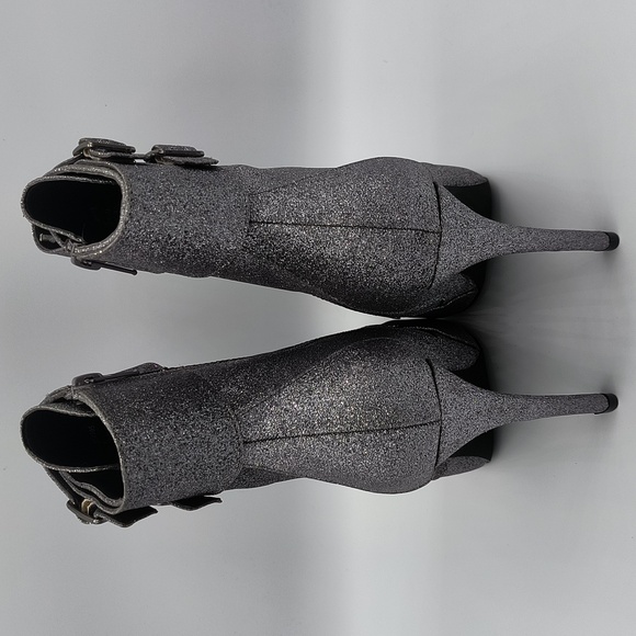 NWOT Charlotte Russe Silver Sparkle High Heel Boots - Picture 3 of 5